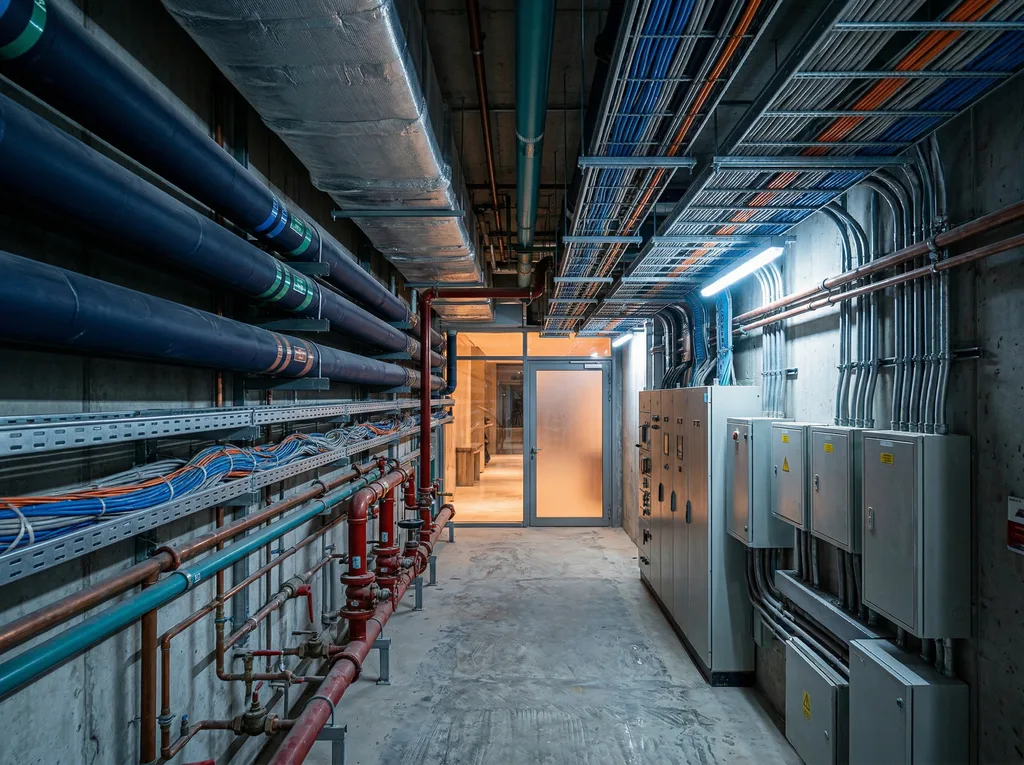 Central chiller plant serving multiple buildings
